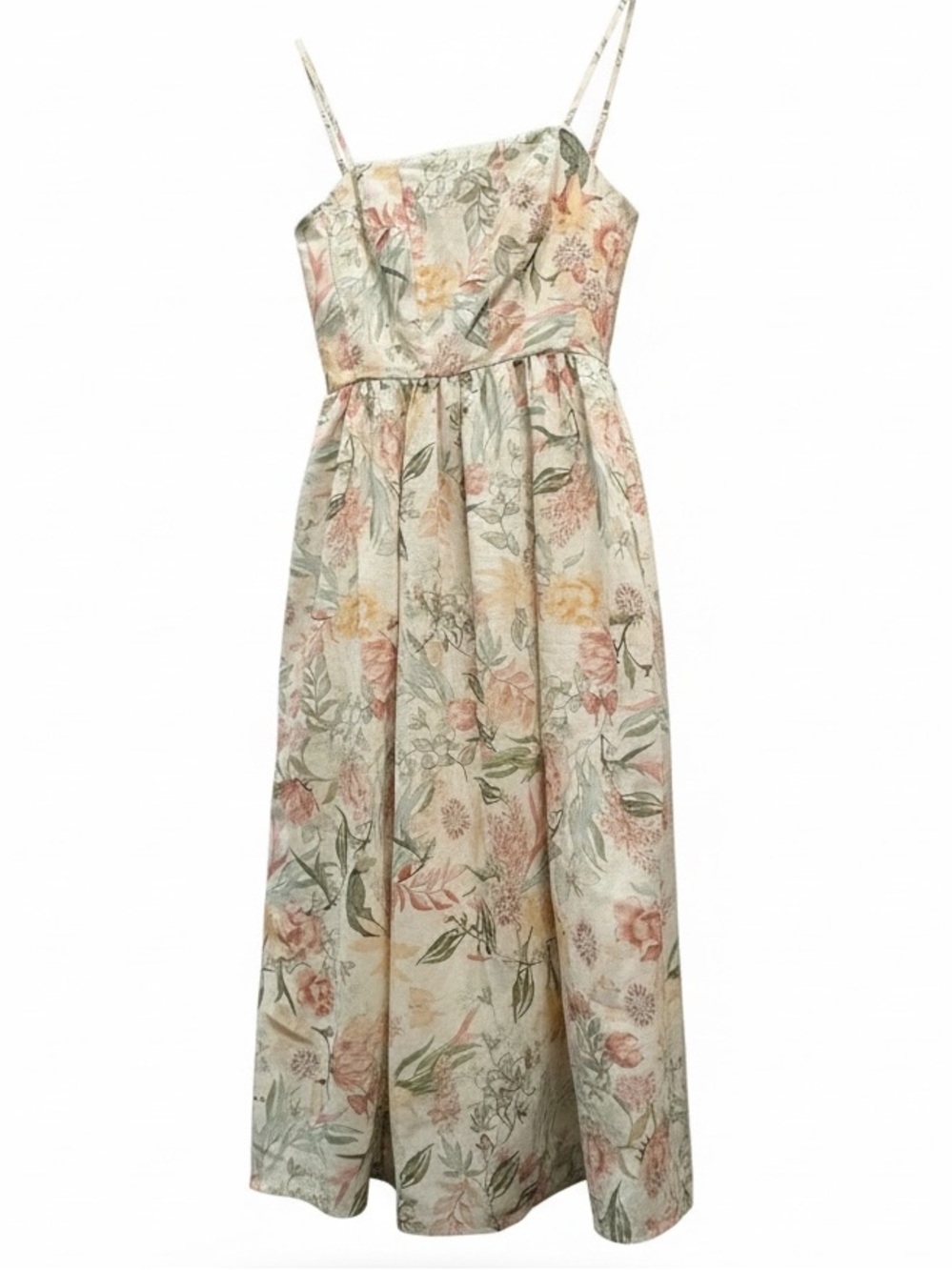 H&M Cream Floral Spaghetti-Strap Girls' Dress with Pastel Blooms
